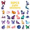 56/112PCS Starry Sky Cat Graffiti Stickers Universe Meow Star Colorful Cute Cat Creative Stationery Notebook Reward Stickers