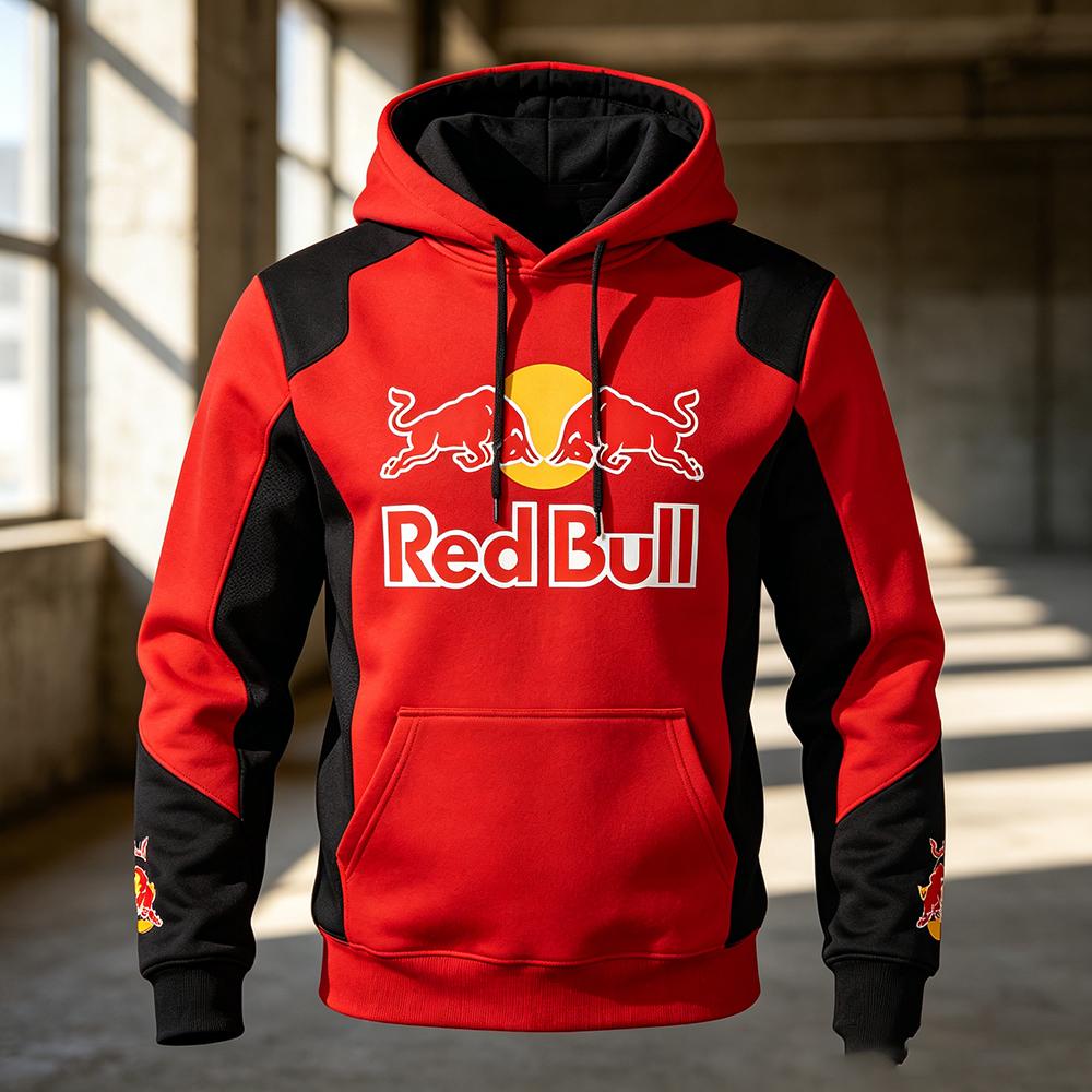 Мужская весенне-осенняя одежда Red Bull F1 Racing и для мотоциклистов 2026 года, нишевый стиль Red Bull, новый стиль с принтом, с длинным рукавом