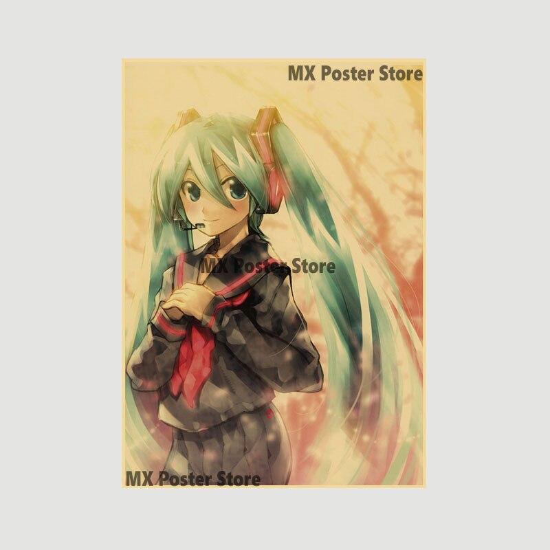 Аниме идол мультфильм певец Мику плакат HD печать крафт-бумага ретро настенные художественные фотографии спальня декоративная живопись домашний декор подарки