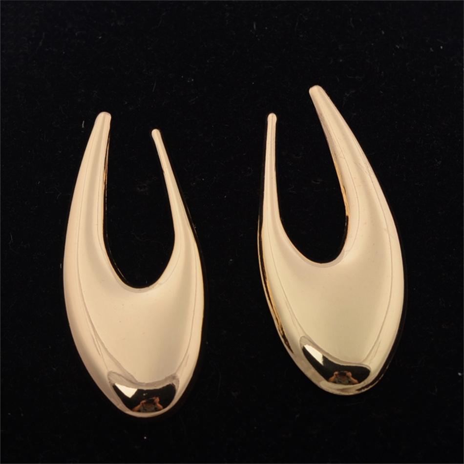 Простые гладкие большие серьги-капли для женщин, новые модные геометрические U-образные металлические золотые длинные серьги, ювелирные изделия Mujer Brincos