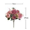 Artificial Fake Flower Bouquet Rose & Hydrangea Silk Flowers for Home Vase Bridal Shower Decor Photo Studio Floral Props