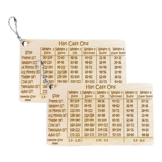 Деревянная вязальная калибровка Yousheng Hat Cast On Chart Портативный инструмент для вязания Калькулятор размеров шапок Руководство по номерам отливок Размеры спиц