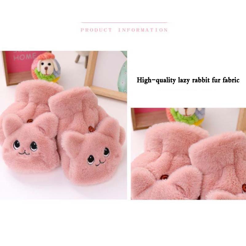 Перчатки женские зимние, милые, теплые перчатки с бархатной подкладкой, перчатки до половины пальцев, мягкие велосипедные перчатки-раскладушки