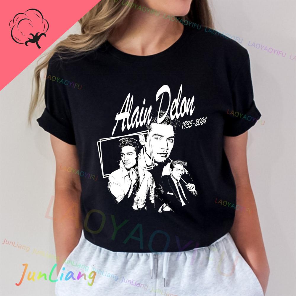 Alain Delon Unisex Tshirt 100 Cotton Short Sleeve Casual New Y2k Graphic Tee Unisexs Shirts Womens Tshirts Aesthetic Clothing