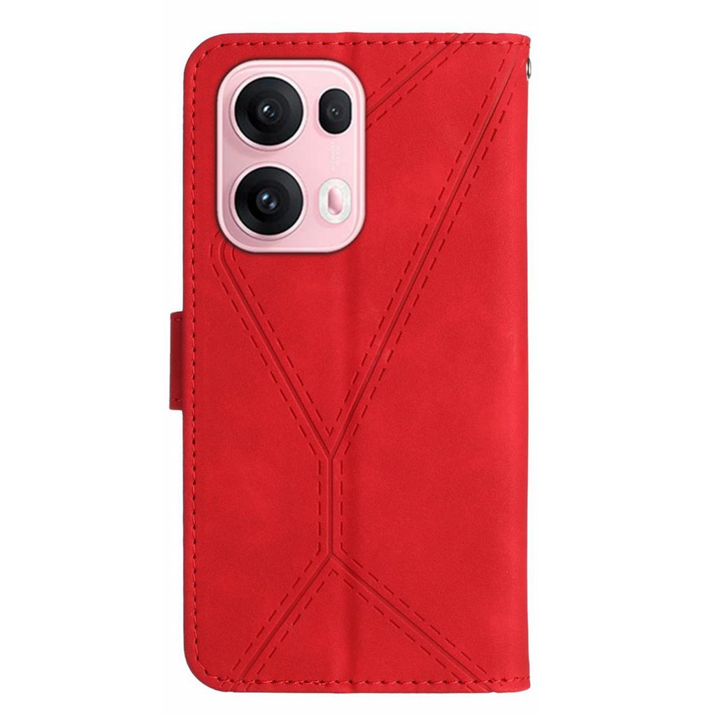 For Oppo Reno13 Pro 5G Case Skin Touch Lines Imprinted PU Leather Flip Phone Cover