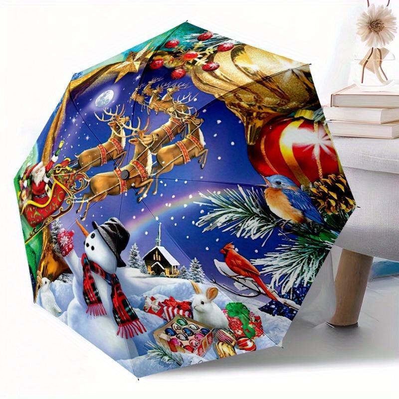 Holiday Gingerbread Man Automatic Folding Umbrella Compact Lightweight Retractable 8Rib Design For Outdoor Travel Festive Giftt21