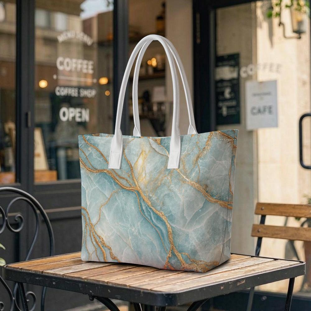 Elegant Marble Pattern Tote Bag for Women Casual Daily Use Fashion Handbag with Comfortable Straps