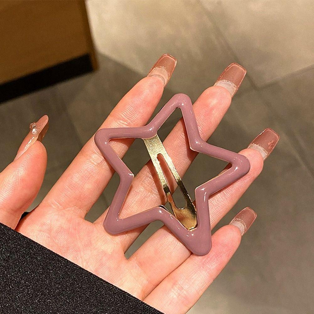 Creative Pentagonal Star Star BB Hair Clip Alloy Metal Side Barrettes Colorful Hollow Y2k Hairpin Girls