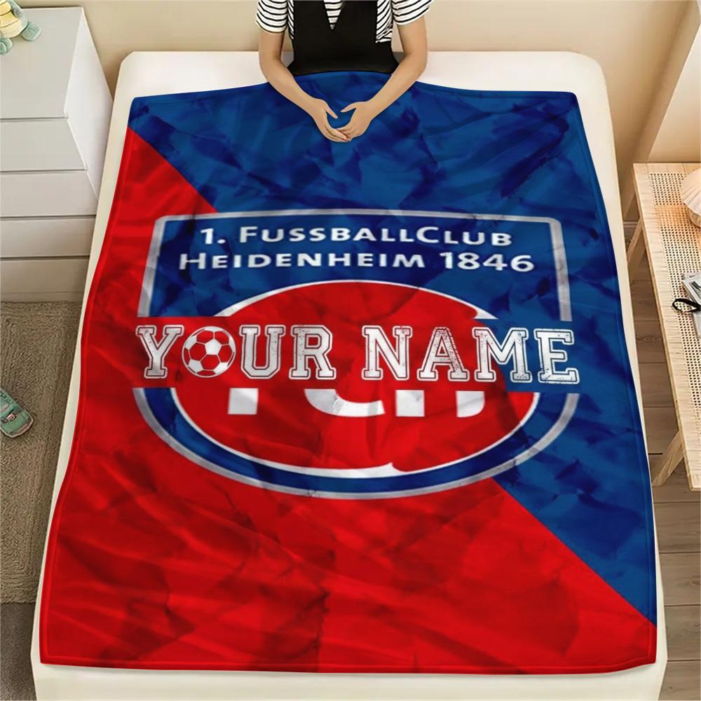 1PC Fc Heidenheim Crest Custom Name Patterned Flannel Blanket Suitable For All Seasons For Home Decor Warmth And Comfort Gifts Holiday Present