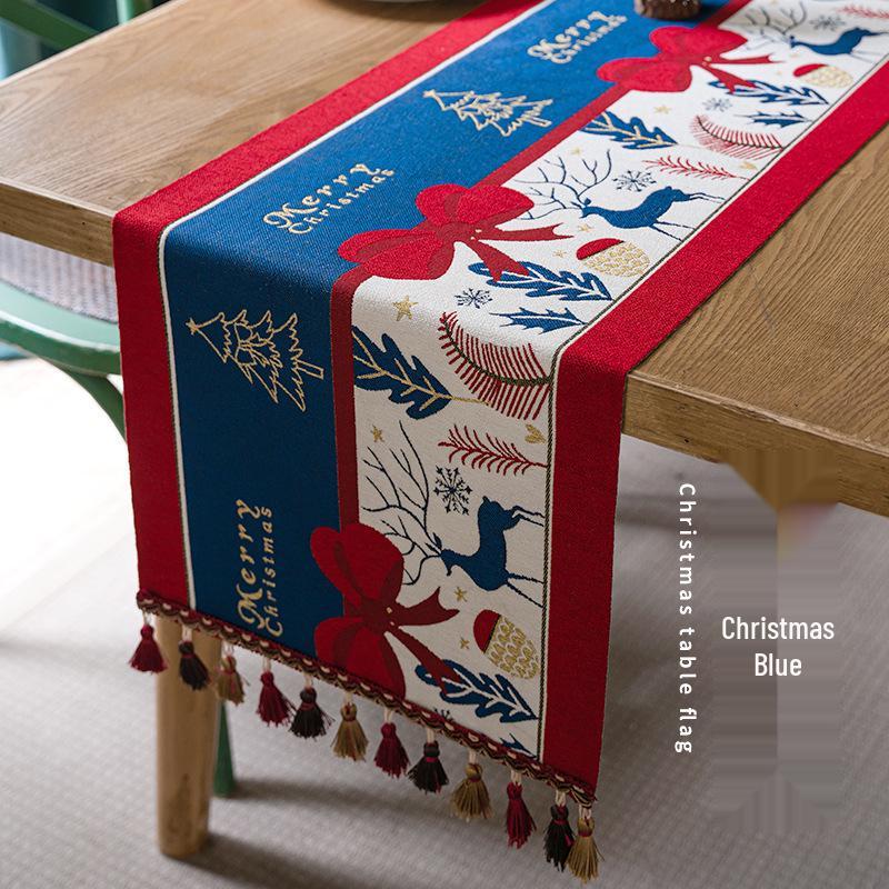 Жаккардовая окрашенная пряжа Рождественский снеговик олень кисточка полиэстер дорожка на стол/кровать