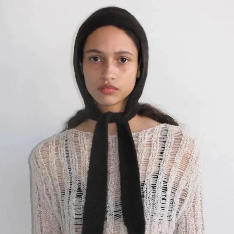 1 шт. Вязаная теплая балаклава Зимняя шерстяная Ретро защита ушей Шарф Хлопковые смеси