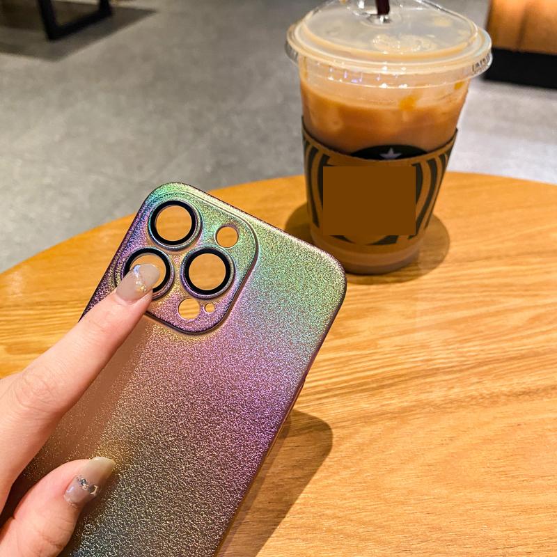 Роскошный матовый чехол для телефона с радужным лазерным градиентом для Iphone 14 11 12 13 Pro Max 14plus, прозрачная пленка, защитная пленка для камеры, жесткий чехол для ПК