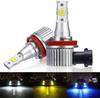Fog Lamp H8 LED 3 Color Switching H9 H11 H16 Compatible LED Fog Light Yellow Blue Default White DC12V Car 20W 6000LM Ultra High Brightness CSP Chip