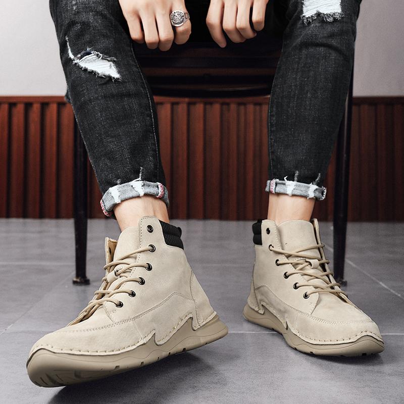 Мужские высокие кожаные туфли на шнуровке повседневные кроссовки размера плюс 39-46