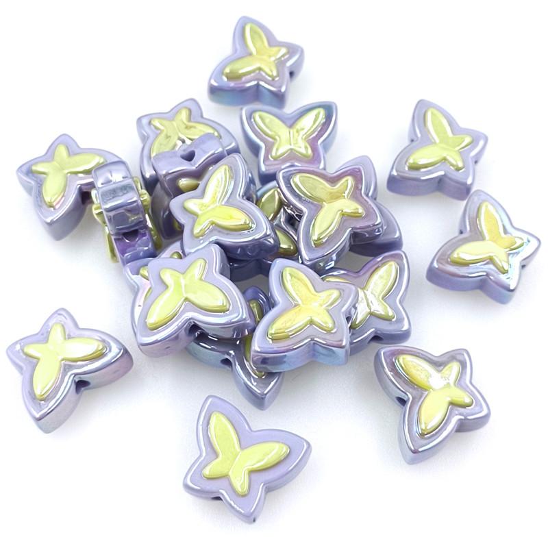 Butterfly Loose Beads Bracelet Necklace UV Plated Jewelry Accessories Three-dimensional 5pcs Creative Beaded Material Dazzle Two Color