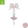 Подвеска-кулон «Балерина» своими руками, Нежный милый розовый бант, Серебро S925 с бусинами