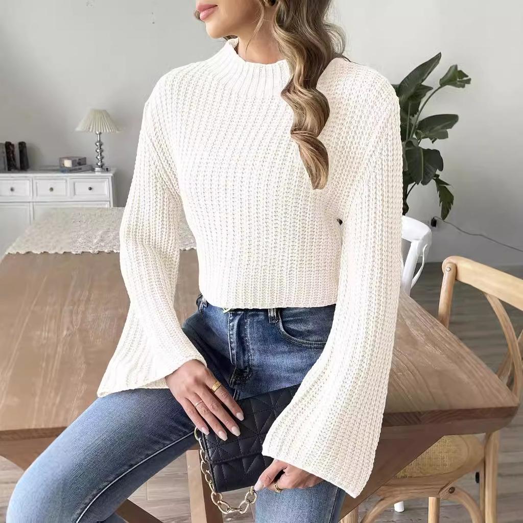 Women's Fall/winter Short Crop Casual Half Turtleneck Sweater