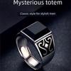 Таинственное обсидиановое тотемное кольцо для мужчин – модный властный дизайн с ретро-камнем