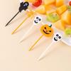 50PCS Plastic Halloween Toothpicks Halloween Cupcake Topper Ghost Bat Spider Fruit Toothpicks Halloween Party Cake Decorations