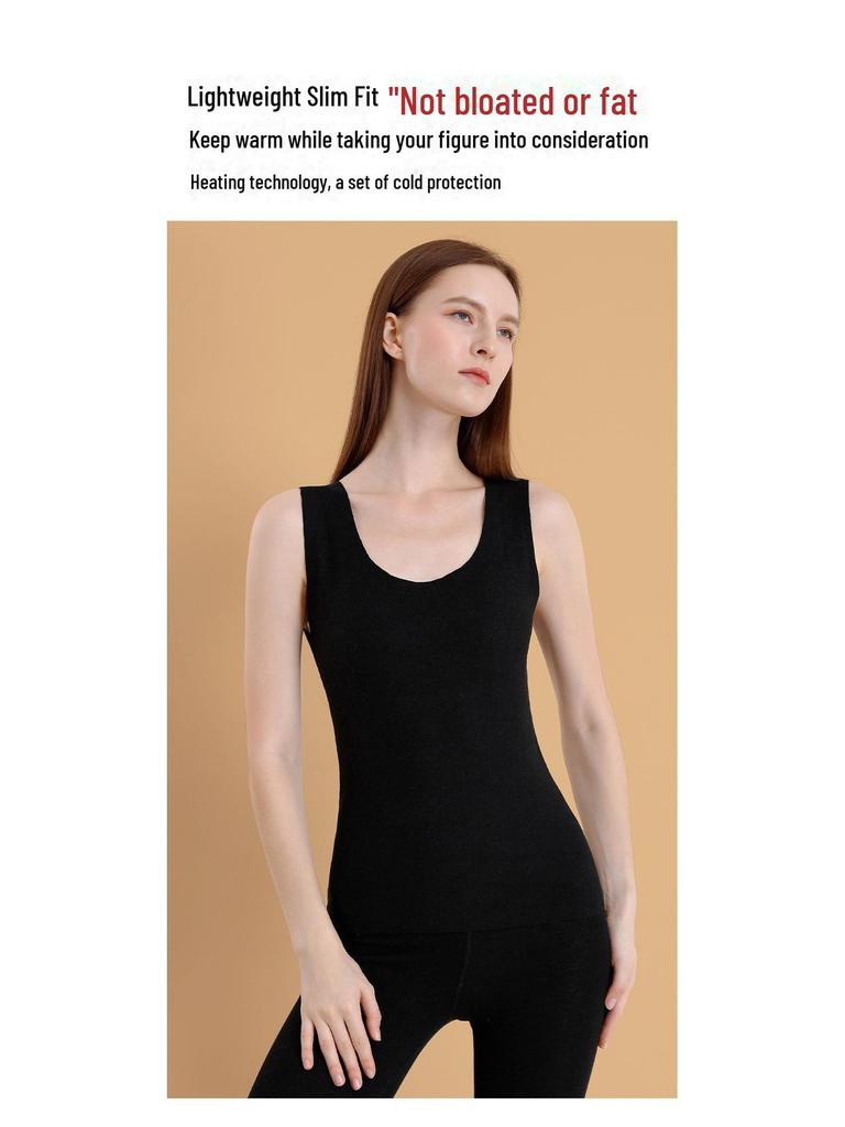 Women's Wool Silk Warm Vest with German Velvet, Thick Seamless Heating Undershirt.