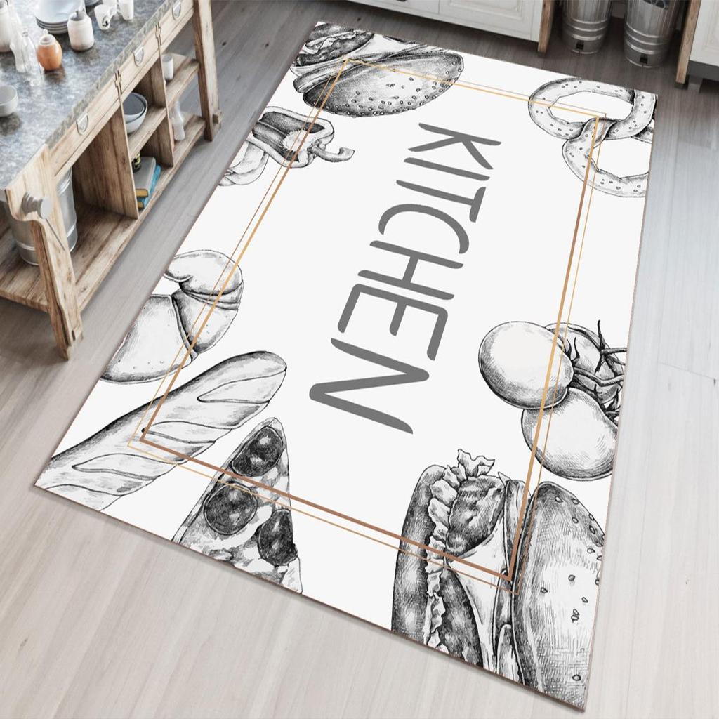 EPeddler Home Decorative Kitcen Written Pattern Digital Printing Washable Non-Slip Dot Backing New Generation Kitchen, Dining Room Carpet and Floor Mat