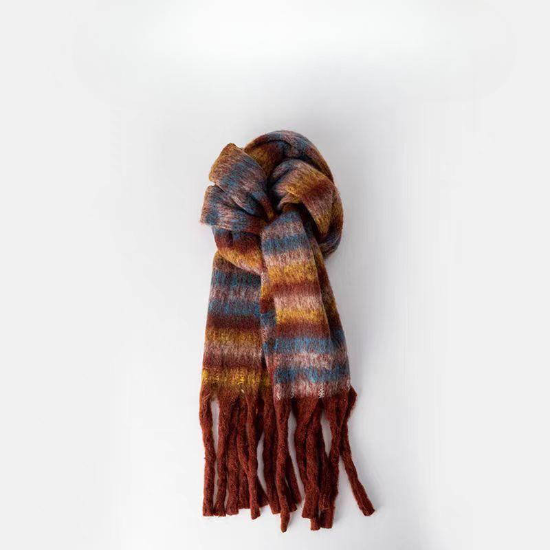 Клетчатый шарф женский корейский атмосферный теплый новый сухой розовый осенне-зимний белый мягкий бахромчатый платок-шарф