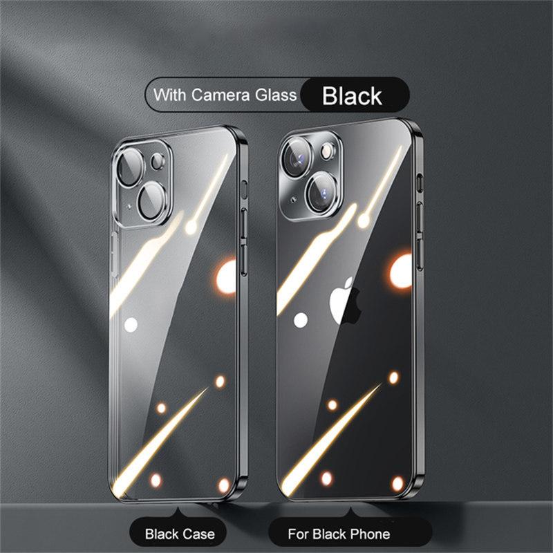 Квадратный прозрачный чехол с покрытием для iPhone 16 15 14 13 12 11 Pro Max Plus X XR XS SE 2022 7 8 защитный мягкий силиконовый чехол для объектива