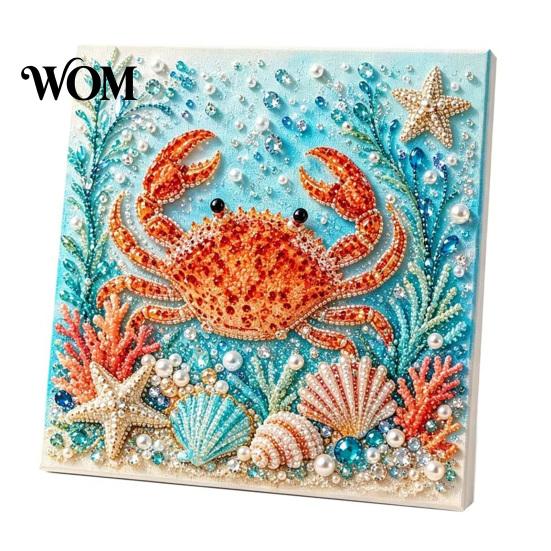 Relaxing Weekend Creative Project Ocean Faux Pearl Painting Kit, Marine Life 3D Art DIY Handmade Wall Supplies Sea Turtle Fish Picture Craft