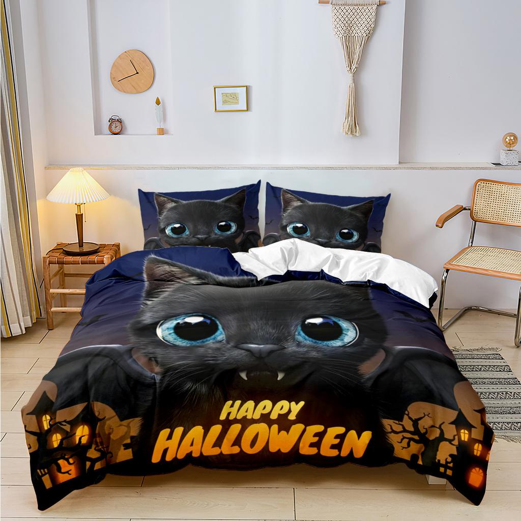 Рождественская серия Трехпредметное постельное белье Цифровая печать Рождественское письмо Набор стеганого одеяла