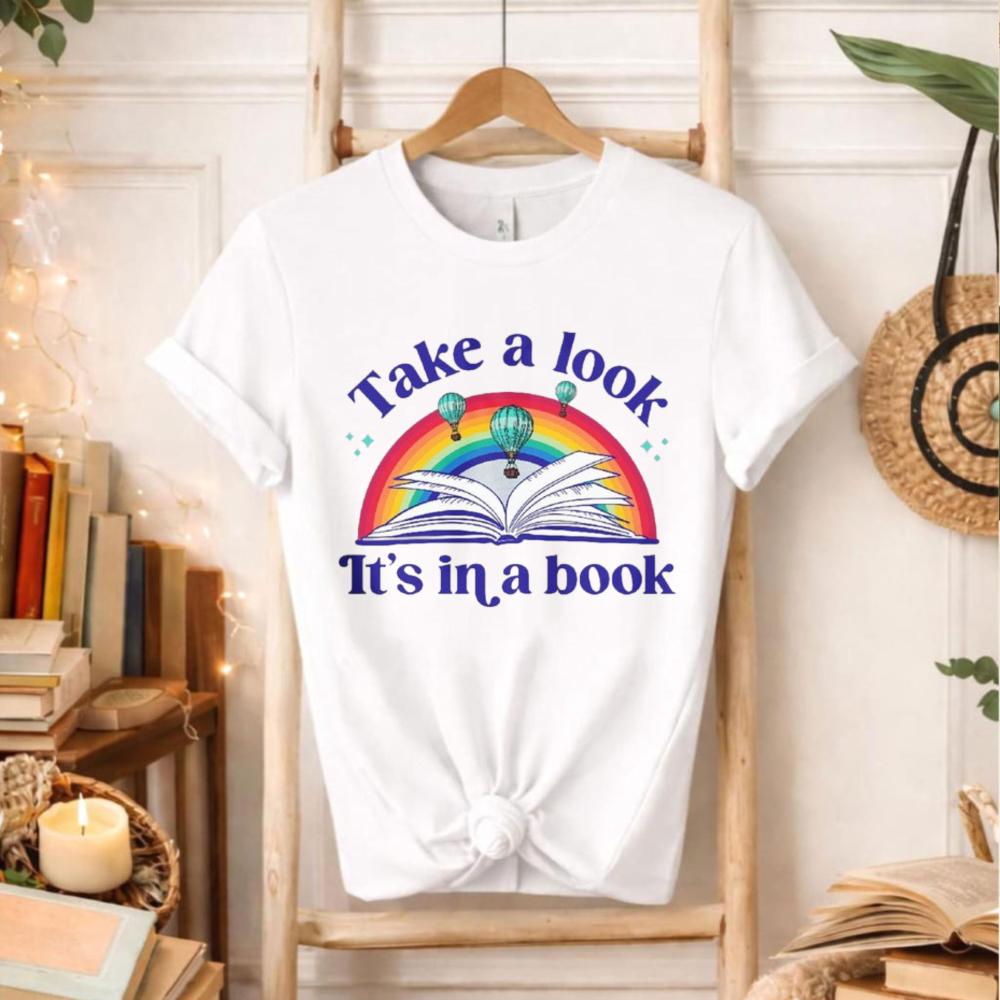 Rainbow Book Lover Women's Shirt Reading Bookish Tee Bookworm Librarian for Teachers Hipster Street Fashion Graphic Tshirts