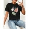 Essnce Casual Casual Fit Floral Print Round Neck Short Sleeve Women's T-Shirt, Suitable For Summer