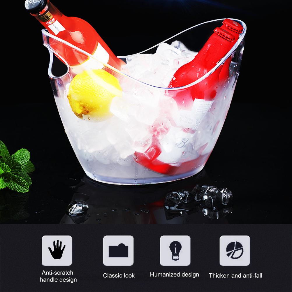 Clear Plastic Ice Bucket 4L Storage Holder for Wine Champagne and Beer Bottles