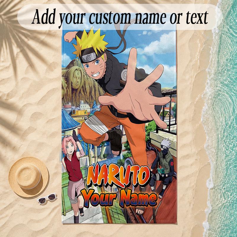 Beach TowelNaruto Custom Name Text Personalized Soft Towel for Beach Pool Indoor Home Decor Gift