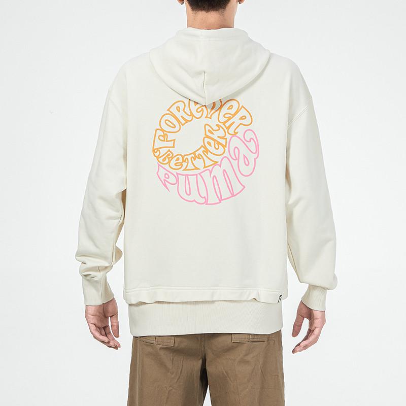 Puma Back Logo Print Hoodie Men Hoodie Milk-White 533038-73