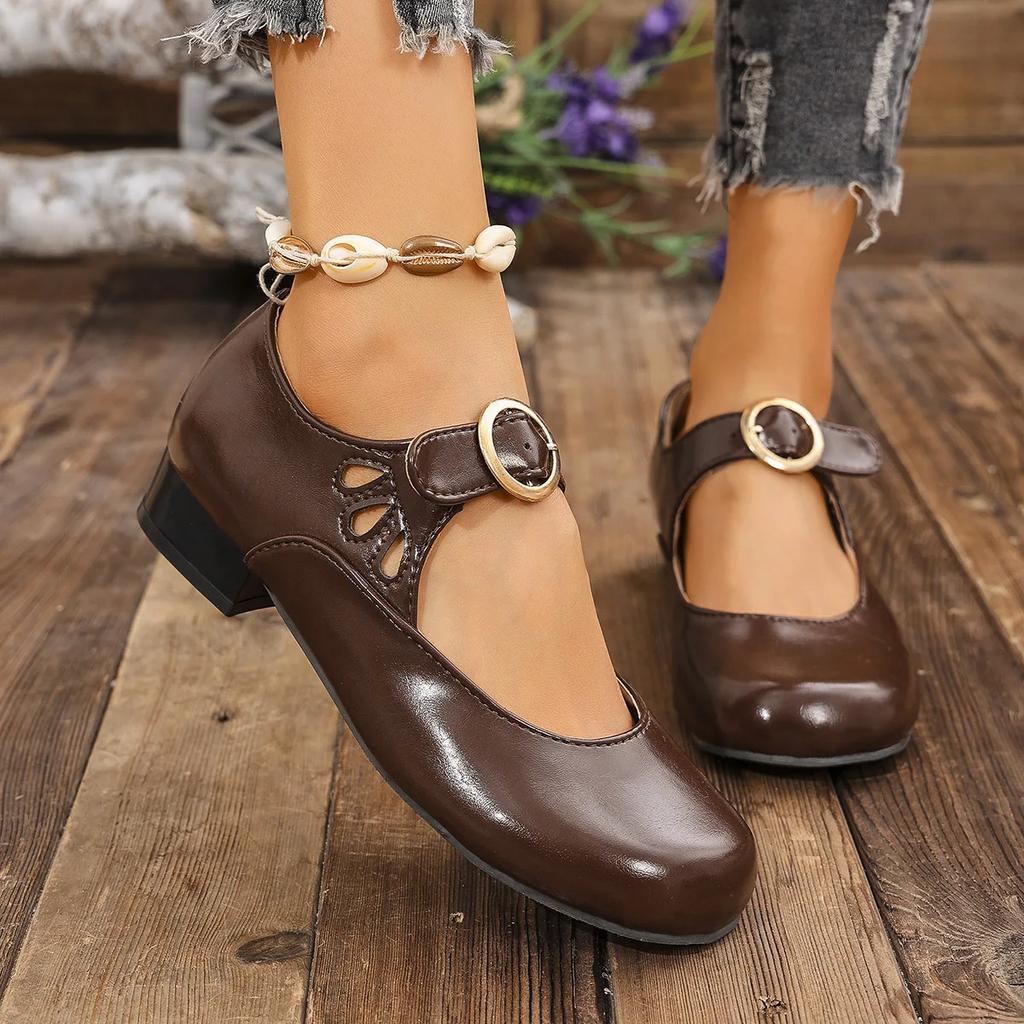 Мода 2024 Новые Женские Тренд Элегантные Удобные Плоские Кроссовки 2024 Осень Новые Уличные Ретро Квадратный Носок Неглубокие Туфли Zapatos De Mujer