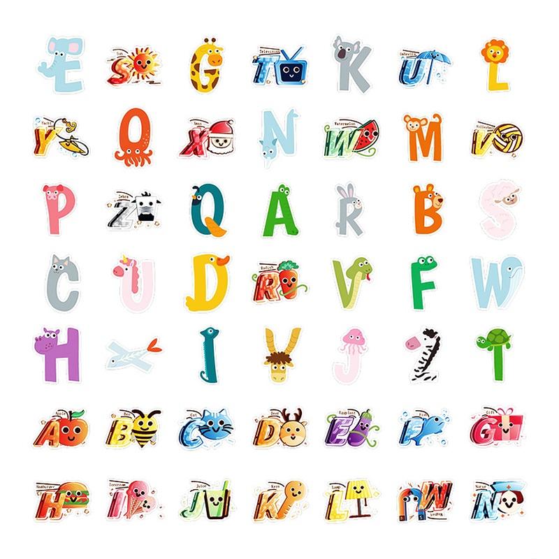 Клейкие стикеры Alphabet Lore для украшения чемодана/тележки 52 шт.