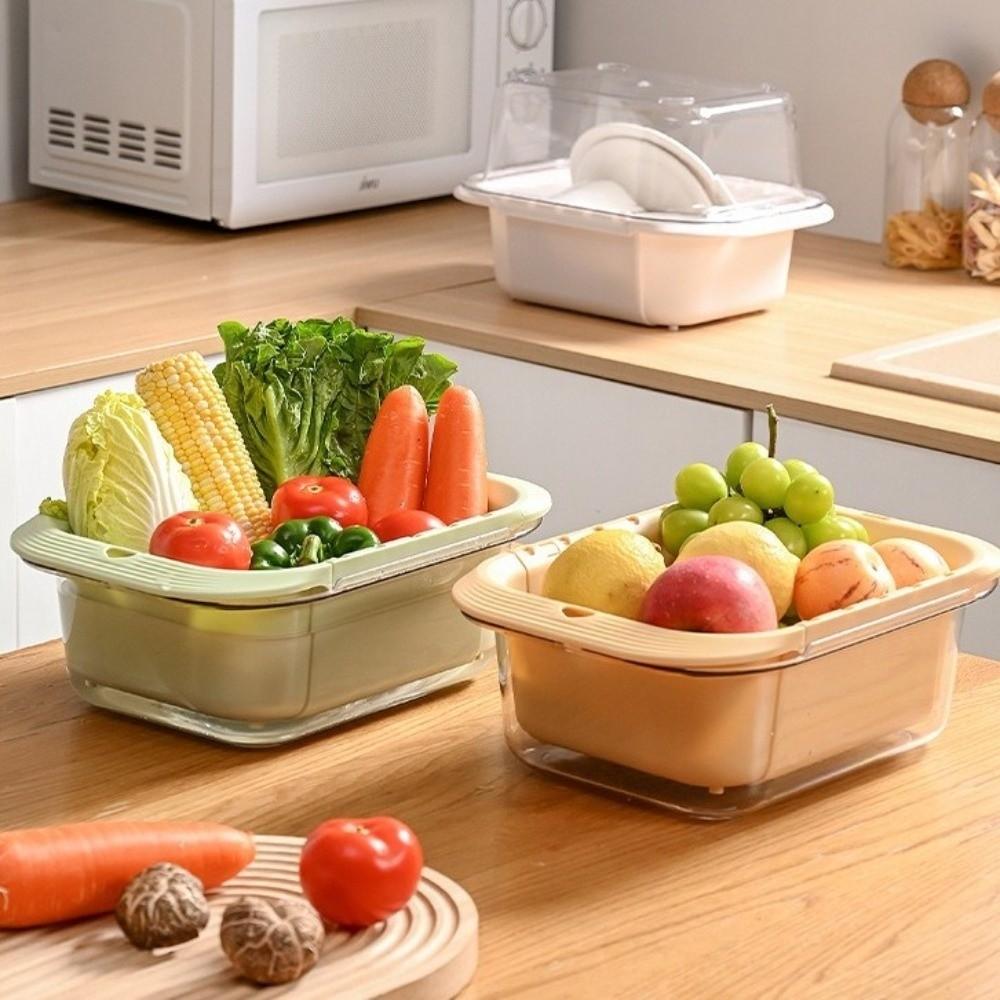 Retractable Fruits Cleaning Basket Large Capacity Vegetable Washing Basin Vegetable Washing