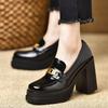 Patent Leather Fashionable Thick-soled Waterproof Table Single Shoes Women's Spring New Small Man Heightening Temperament Thick Heel High Heel Leather