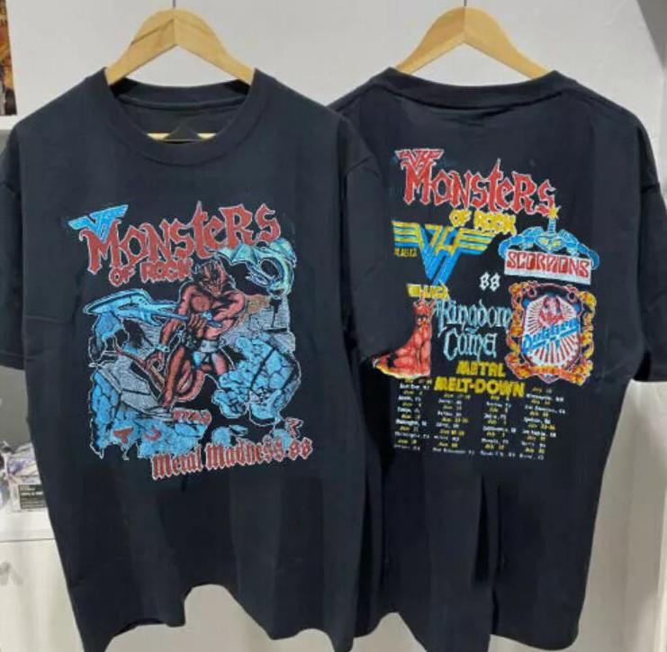 1988 Monsters Of Rock Хлопковая Черная Унисекс Футболка