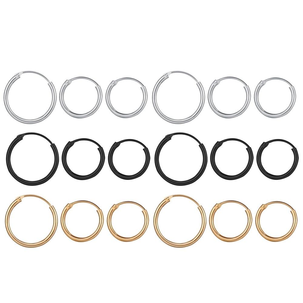 Золотые серьги-кольца для женщин, модные черные серебряные серьги в стиле панк, мужские круглые серьги-кольца, украшения в стиле хип-хоп унисекс
