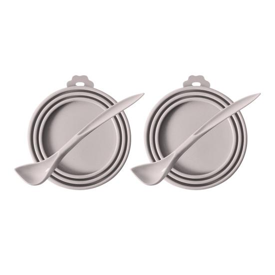 Pet Food Can Cover Reusable Silicone Sealed Can Cover with Spoon Fits 3 Standard Size Food Cans for Pet Food Cans or Canned Goods