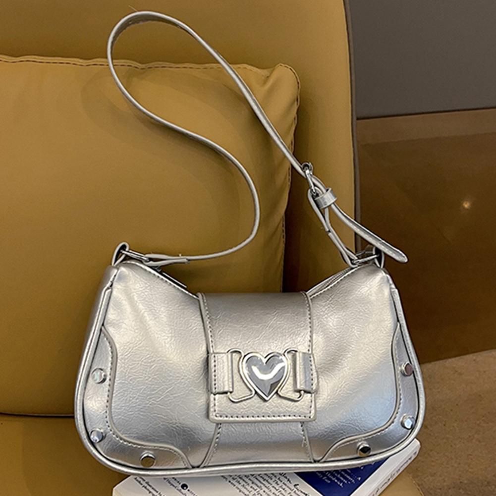 Модная сумка-слинг из ПУ кожи, большая вместимость, женская стильная сумка подмышку, регулируемый ремешок, Y2K, однотонная сумка-мессенджер