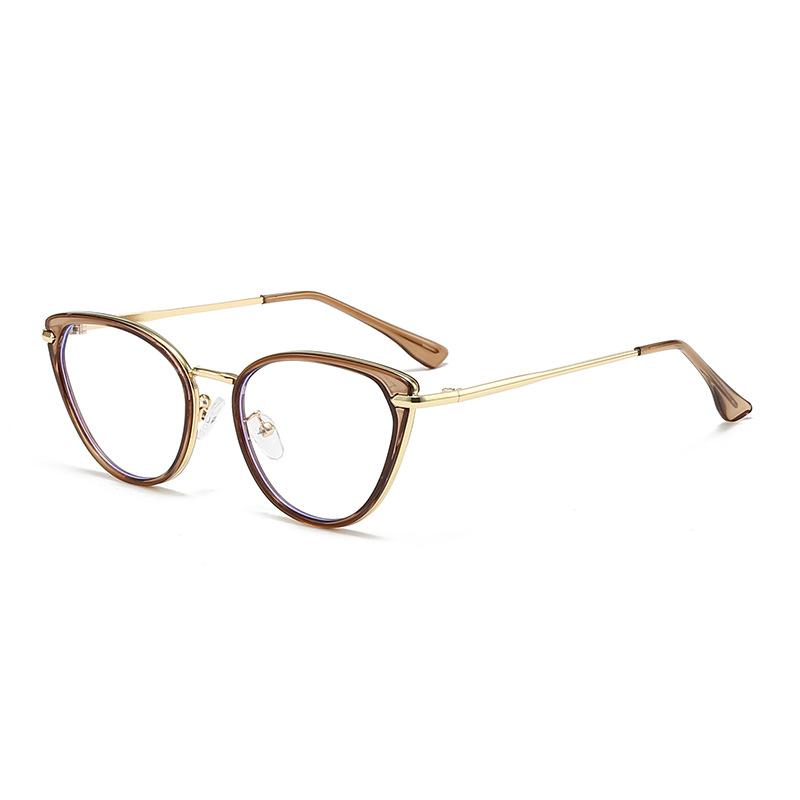 New retro metal anti-blue glasses trendy Internet celebrity fashion glasses frame women's photochromic flat glasses
