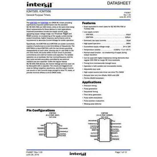 Новый оригинальный микросхема таймера ICM7555IBAZ-T SOP-8