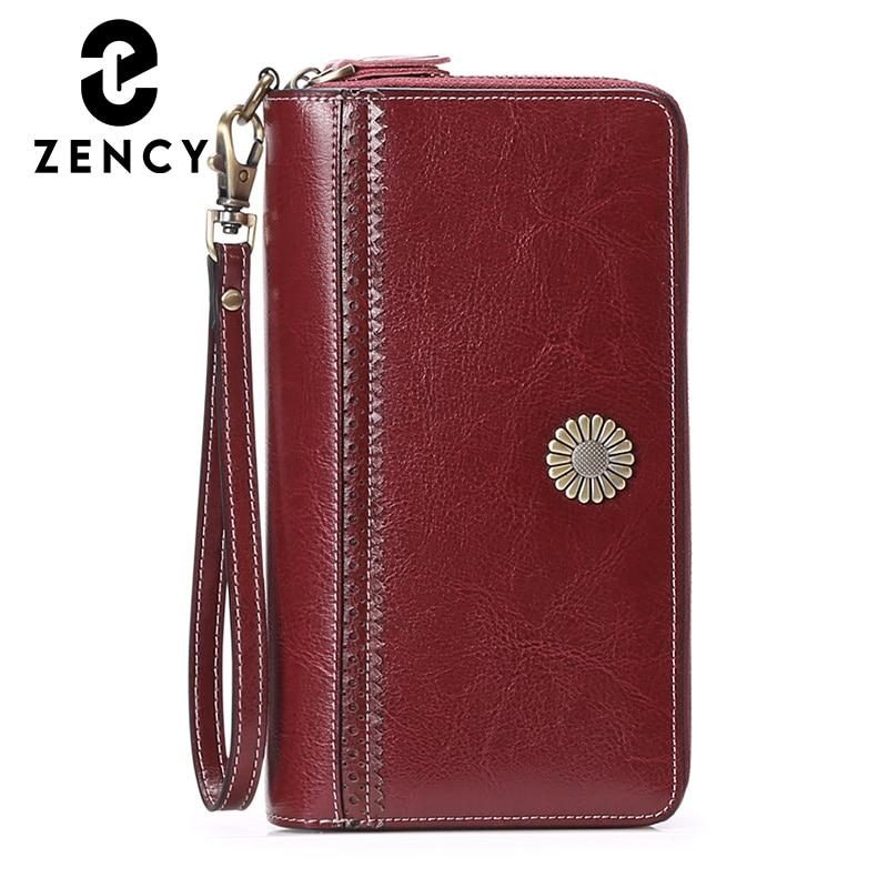 Кошельки из натуральной кожи Zency, новинка 2021 года, роскошная мода для женщин, кошелек с множеством отделов, длинный женский кошелек большой вместительности