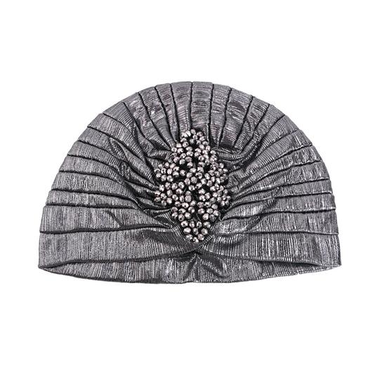 Женская шляпа-цилиндр с ромбовидным декором из стразов, плиссированный тюрбан, шляпа, украшенная золотым покрытием, головной убор с эластичной конструкцией