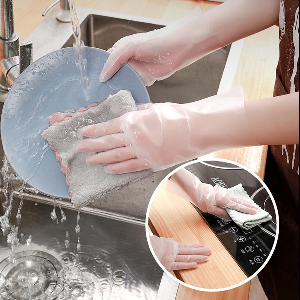 100PCS Disposable TPE Gloves Thicken Transparent Food Grade for Kitchen Baking Cooking CleaningM