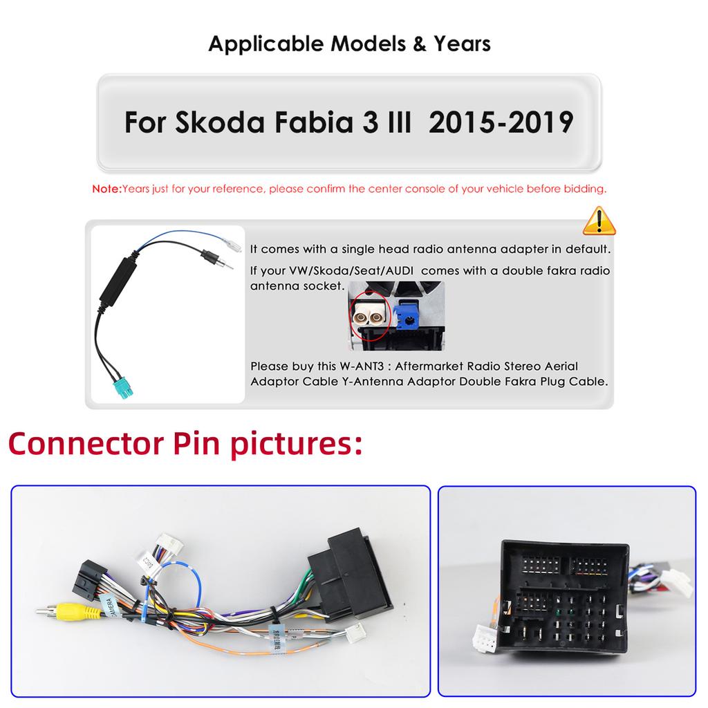 Hizpo Carplay 4G 9" Car Radio Android for Skoda Fabia 3 III 2015 2016 2017 2018 2019 Multimedia Player Navigation GPS 2 Din Stereo DSP  Blueteeth DVR