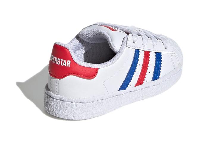 adidas Originals Superstar Collection Износостойкие Низкие Кроссовки для Малышей Белый Синий Красный Для Младенцев и Малышей FV3691