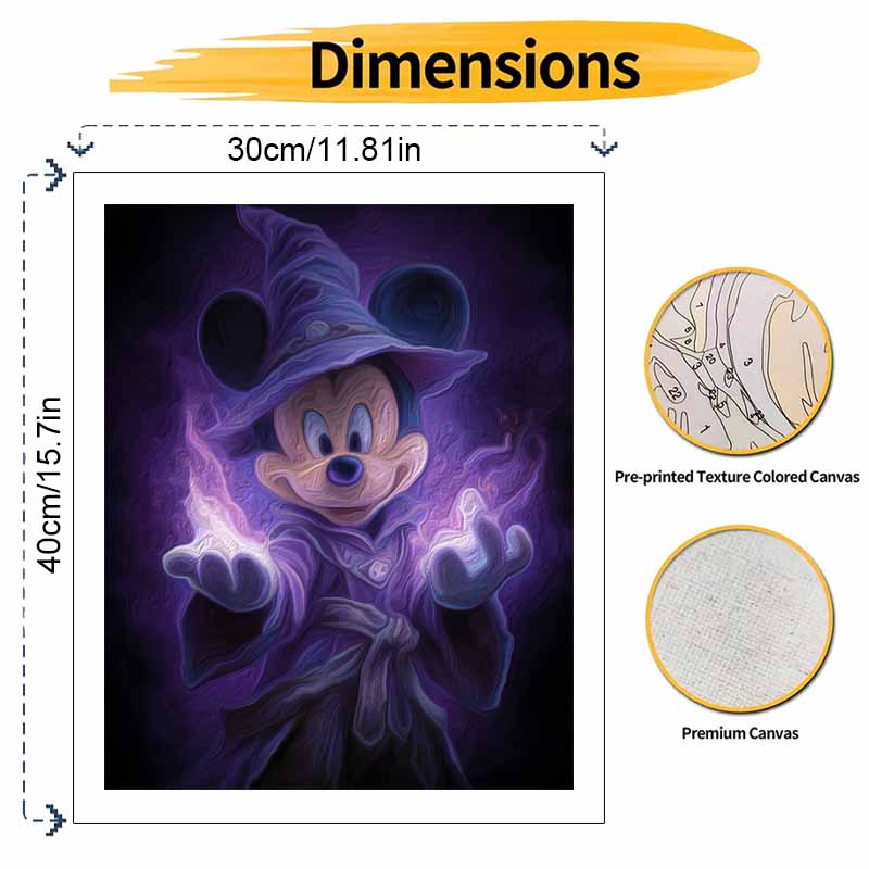 Disney Набор для масляной живописи Холст Колдун Микки Сделай сам Домашний декор Подарок, Волшебное искусство 128 Символов